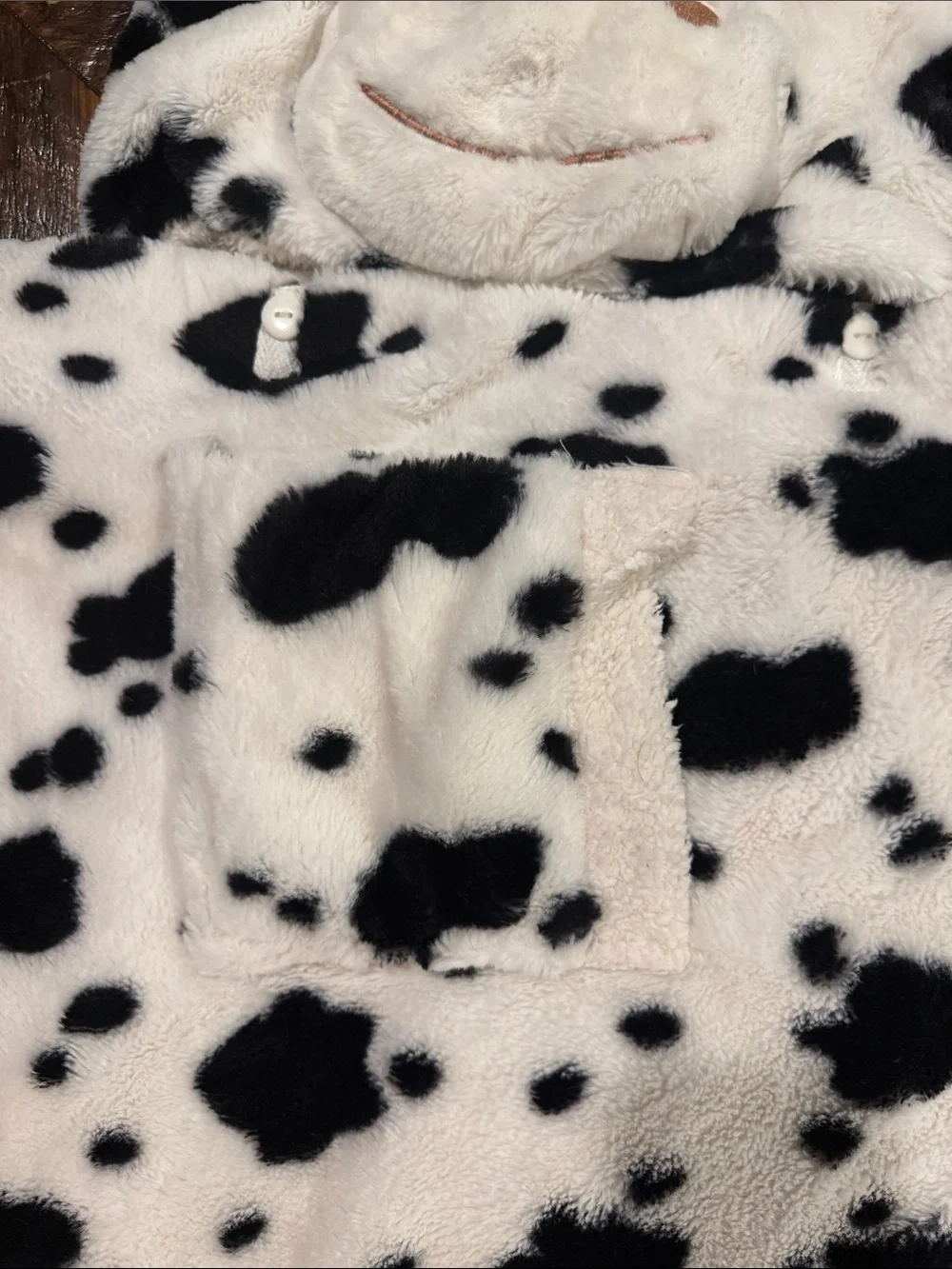 Kids Cow Print Hooded Sleep Sack - Black & White Plush Pajama